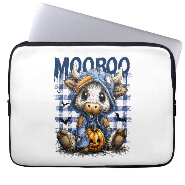 Housse Pour Ordinateur Portable Boo Halloween Vache Éffrayante Highland (Devant)