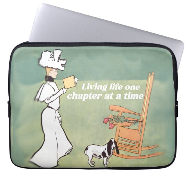 Housse Pour Ordinateur Portable Booklover Woman And Dog Reading (Devant)