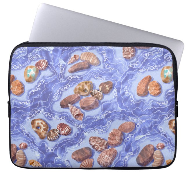 Housse Pour Ordinateur Portable Bord de mer, vagues, galets (Devant)