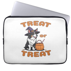 Housse Pour Ordinateur Portable Bordure Collie Halloween Costume de chien "Treat o