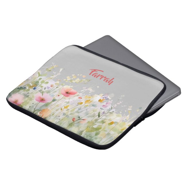 Housse Pour Ordinateur Portable Bordure fleur sauvage personnalisée (Devant haut)