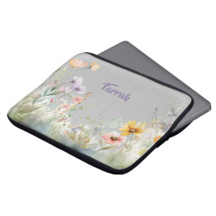 Housse Pour Ordinateur Portable Bordure fleur sauvage personnalisée