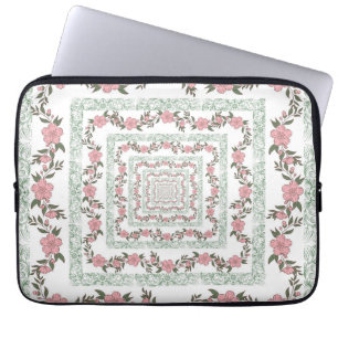 Housse Pour Ordinateur Portable Bordure rose verte Retro Y2K les années 70 Motif d