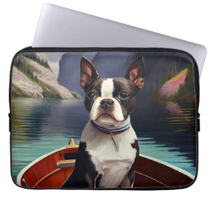 Housse Pour Ordinateur Portable Boston Terrier sur une pagaie : Une aventure pitto