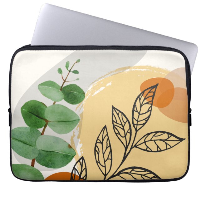 Housse Pour Ordinateur Portable Botanique Boho Green Orange (Devant)