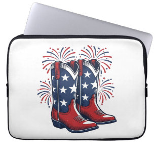 Housse Pour Ordinateur Portable Bottes de cowboy patriotiques conception de chemis