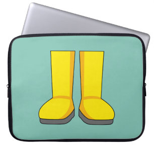 Housse Pour Ordinateur Portable Bottes de pluie jaunes en caoutchouc
