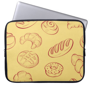 Housse Pour Ordinateur Portable Boulangerie, croissant, nourriture vintage sans co