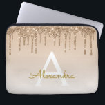 Housse Pour Ordinateur Portable Boule d'or | Monogramme de Parties scintillant éti<br><div class="desc">Gold Bling Ombre Sparkle et Faux Dripping Parties scintillant Girly Moderne Monogramme Prénom et Coque d'ordinateur portable initial. Veuillez contacter le concepteur pour les articles correspondants</div>