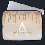 Housse Pour Ordinateur Portable Boule d'or | Monogramme de Parties scintillant éti<br><div class="desc">Gold Bling Ombre Sparkle et Faux Dripping Parties scintillant Girly Moderne Monogramme Prénom et Coque d'ordinateur portable initial. Veuillez contacter le concepteur pour les articles correspondants</div>