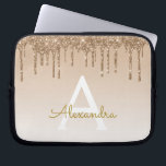 Housse Pour Ordinateur Portable Boule d'or | Monogramme de Parties scintillant éti<br><div class="desc">Gold Bling Ombre Sparkle et Faux Dripping Parties scintillant Girly Moderne Monogramme Prénom et Coque d'ordinateur portable initial. Veuillez contacter le concepteur pour les articles correspondants</div>