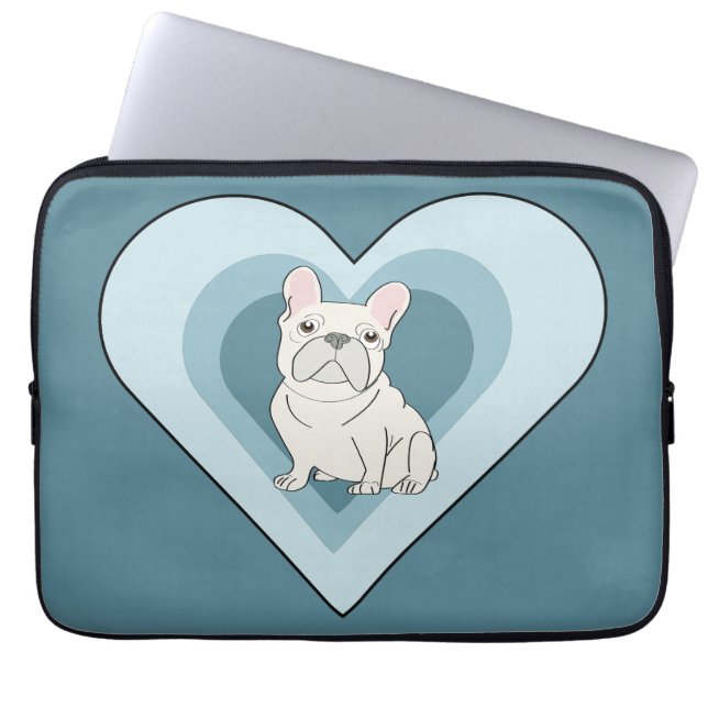 Housse Pour Ordinateur Portable Bouledogue français blanc (Devant)