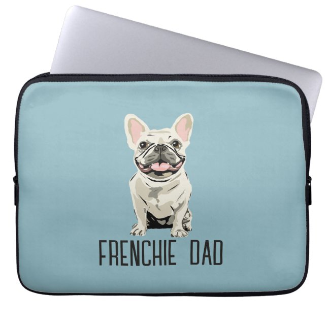 Housse Pour Ordinateur Portable Bouledogue Français Blanc, Papa Frenchie (Devant)