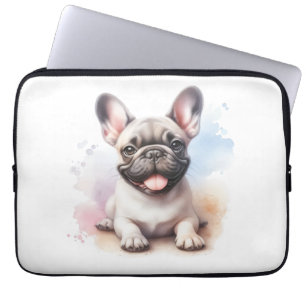 Housse Pour Ordinateur Portable Bouledogue français en aquarelle