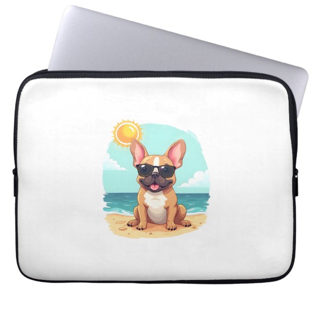 Housse Pour Ordinateur Portable Bouledogue français en vacances (Devant)