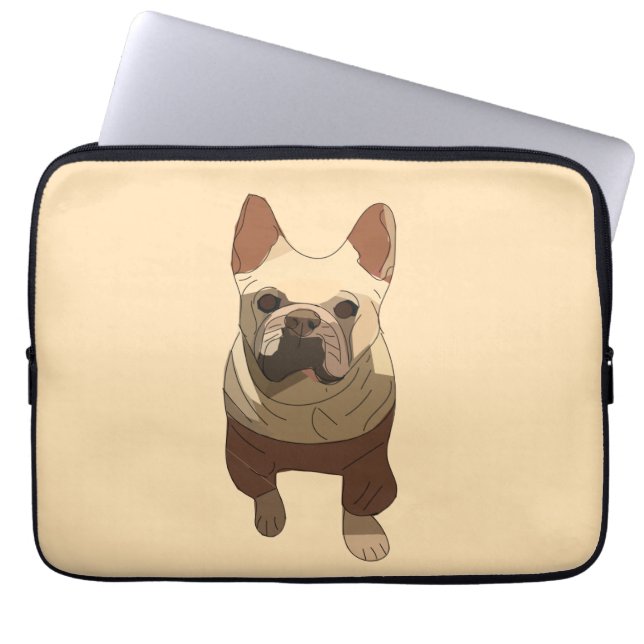 Housse Pour Ordinateur Portable Bouledogue Français, pêche douce (Devant)