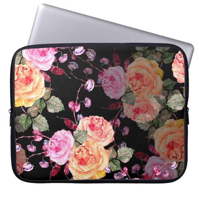 Housse Pour Ordinateur Portable Bouquet d'aquarelle fleurs avec haricot (Devant)