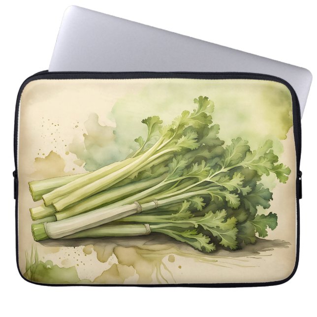 Housse Pour Ordinateur Portable Bouquet de Céleri Frais Aquarelle (Devant)
