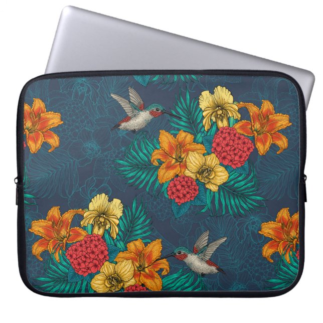 Housse Pour Ordinateur Portable Bouquet et colibris tropicaux (Devant)