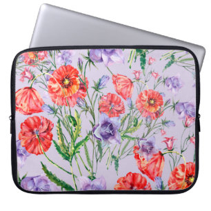 Housse Pour Ordinateur Portable Bouquet fleur de cloche bleue, fleur de cloche ros