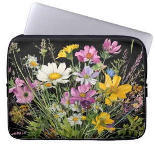 Housse Pour Ordinateur Portable bouquet fleur sauvage aquarelle sur arrière - plan