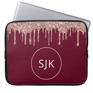 Housse Pour Ordinateur Portable Bourgogne Rose Gold Parties scintillant Drives Mon