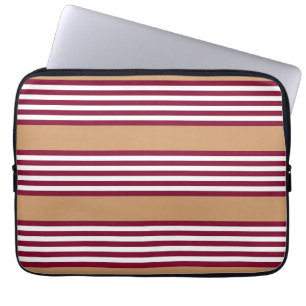 Housse Pour Ordinateur Portable Bourgogne rouge cinq bandes motif
