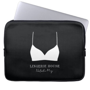 Housse Pour Ordinateur Portable Boutique Logo de luxe moderne Black White Lingerie