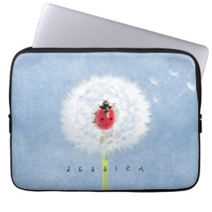 Housse Pour Ordinateur Portable Bouton mignon de Ladybug sur Dandelion Nature