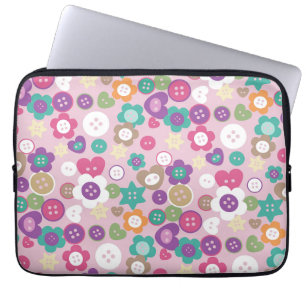 Housse Pour Ordinateur Portable Boutons à coudre d'amour rose