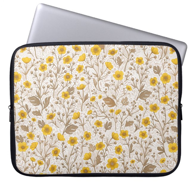 Housse Pour Ordinateur Portable Boutons jaunes et bruns (Devant)