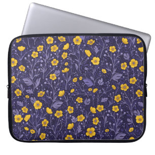 Housse Pour Ordinateur Portable Boutons jaunes et violets