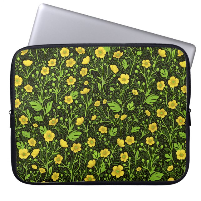 Housse Pour Ordinateur Portable Boutons sur noir (Devant)