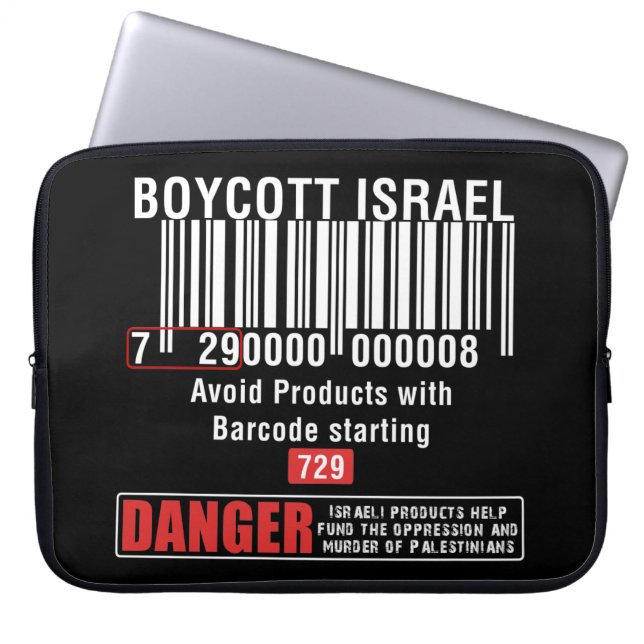 Housse Pour Ordinateur Portable Boycotter Israël Marchandises Éviter le code à bar (Devant)
