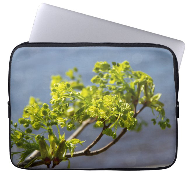 Housse Pour Ordinateur Portable Branche verte mignonne dans le vent (Devant)