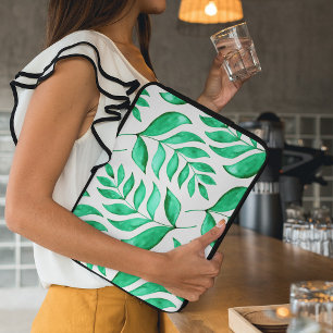 Housse Pour Ordinateur Portable Branches d'aquarelle simples - vert