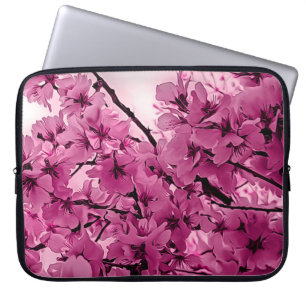Housse Pour Ordinateur Portable Branches de cerisier ornemental violet stylisé