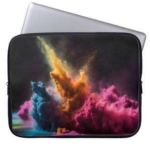 Housse Pour Ordinateur Portable Bras en poudre arc-en-ciel sur noir