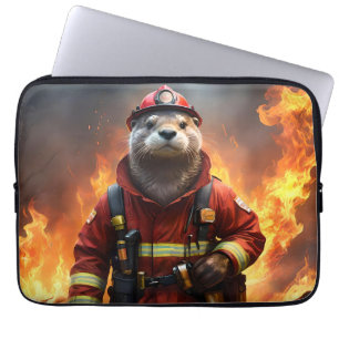 Housse Pour Ordinateur Portable **"Bravoure éclatante : Le pompier Otter"**