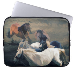 Housse Pour Ordinateur Portable Breaking Away - Chevaux sauvages