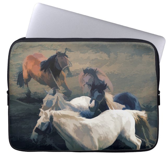 Housse Pour Ordinateur Portable Breaking Away - Chevaux sauvages (Devant)