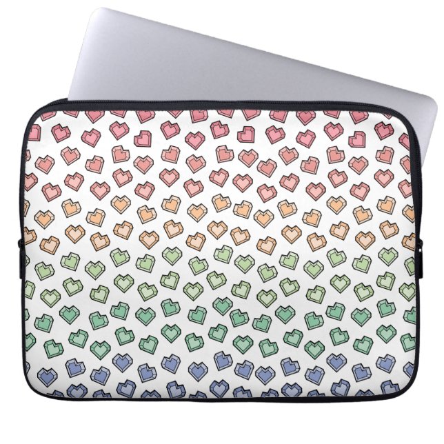 Housse Pour Ordinateur Portable Bright Pastel Rainbow Gemstone Heart motif (Devant)