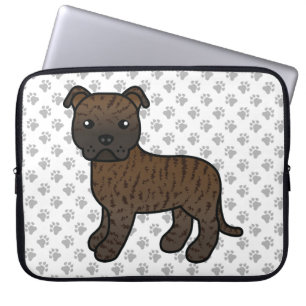 Housse Pour Ordinateur Portable Brindle Anglais Staffie Cute Cartoon Chig & Paws
