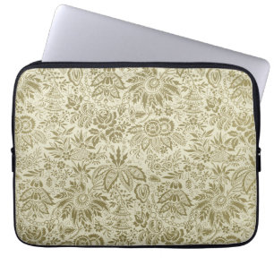 Housse Pour Ordinateur Portable Brocade Botanique Toile Florale Motif Vert Sauge