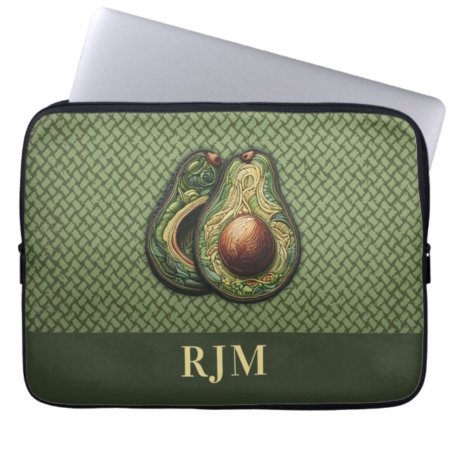 Housse Pour Ordinateur Portable Broderie Avocado Lover Faux (Devant)