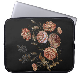 Housse Pour Ordinateur Portable Broderie classique bourgeons vintages de motif ros