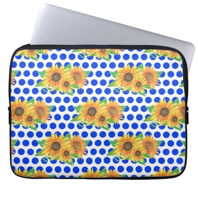 Housse Pour Ordinateur Portable Broderie florale de tournesol (Devant)
