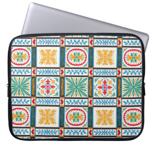 Housse Pour Ordinateur Portable Broderie italienne Majolica : Floral méditerranéen