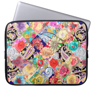 Housse Pour Ordinateur Portable Broderie motif floral décolleté avec fleurs et