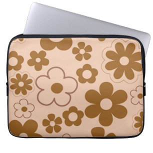 Housse Pour Ordinateur Portable Brown Automne Retro Y2K Hippie Flower Motif